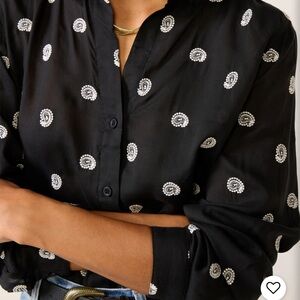 Cloth & Stone Black Embroidered Blouse